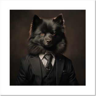 Schipperke Dog in Suit Posters and Art